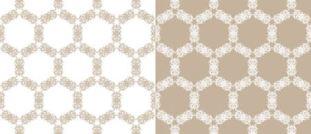 Seamless beige damask pattern design. Ornamental background.のイラスト素材
