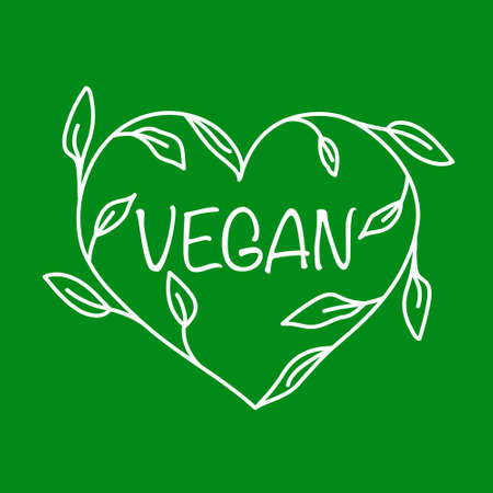 Art heart frame with leaves. Vector isolated illustration. Vegan motif.のイラスト素材