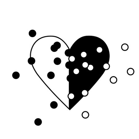 Dotted halftone heart icon. Black and white vector illustration.のイラスト素材