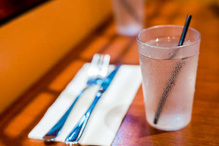 glass and fork and spoonの写真素材