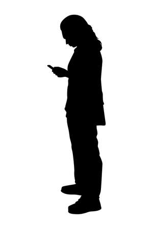 Young woman silhouette vector on white backgroundのイラスト素材