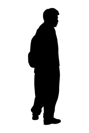 Young man silhouette vector isolated on white backgroundのイラスト素材