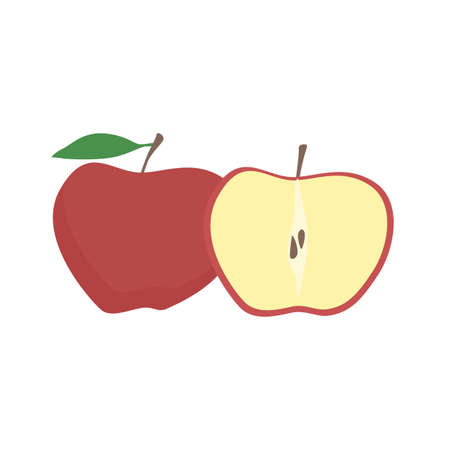 Red apple vector isolated on white, fruits or food.のイラスト素材