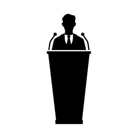 businessman on podium icon vector isolated on white, sign and symbol.のイラスト素材