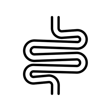 Intestine thin icon vector isolated on white, human organ sign and symbol illustration.のイラスト素材
