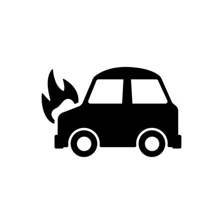 Burning car icon vector isolated on white, sign and symbol illustration.のイラスト素材