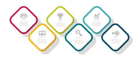 Modern colorful infographic with icon and text sample vector on white background, business, office , chart, presentation, etc.のイラスト素材