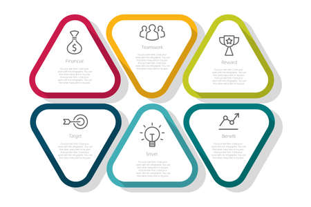 Modern colorful infographic with icon and text sample vector on white background, business, office , chart, presentation, etc.のイラスト素材