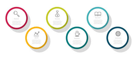 Modern colorful infographic with icon and text sample vector on white background, business, office , chart, presentation, etc.のイラスト素材