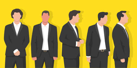 businessmen talking in modern flat style vector illustration, meeting, teamwork concept, working in office.のイラスト素材