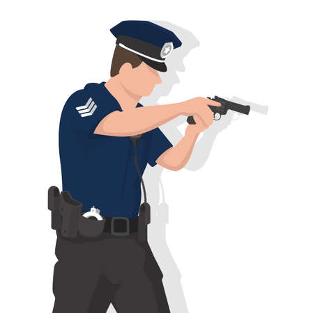 Police man in modern flat style, simple people concept on white background.のイラスト素材