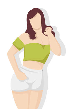 Happy woman in modern flat style, simple people and fashion concept on white background.のイラスト素材