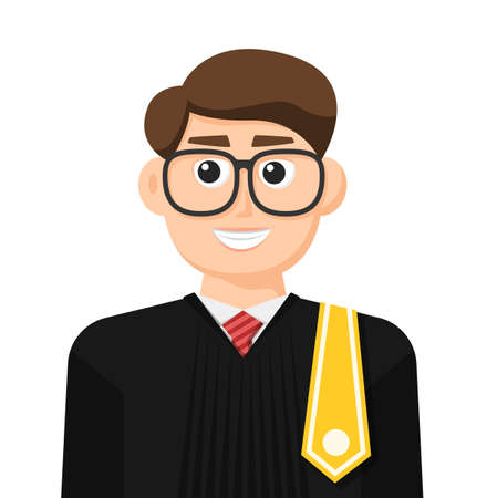 Lawyer or judge in simple flat vector, personal profile icon or symbol, people concept vector illustration.のイラスト素材