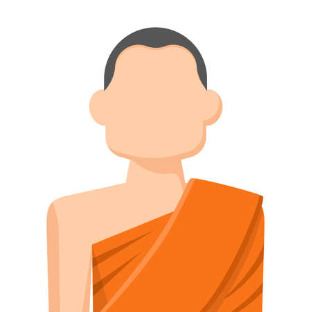 Monk in simple flat vector. personal profile icon or symbol. Religions people concept vector illustration.のイラスト素材