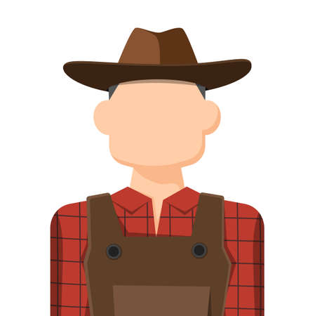 Farmer or gardener in simple flat vector. personal profile icon or symbol. people concept vector illustration.のイラスト素材