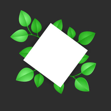 White empty space for text with decorated green leaves.  designed template in flat gadient style vector illustration.のイラスト素材