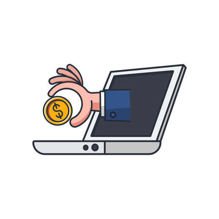 Colored thin icon of financial crime from online, business and finance concept vector illustration.のイラスト素材