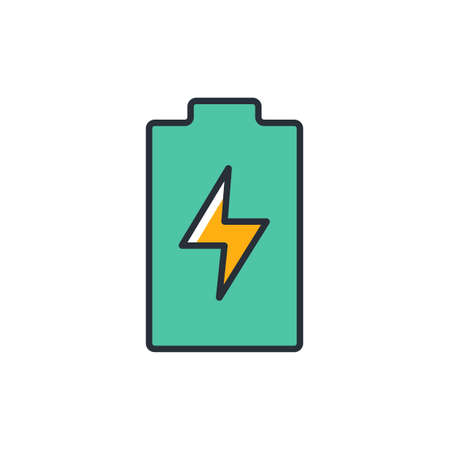 Colored thin icon of battery charging, industrial concept vector illustration.のイラスト素材
