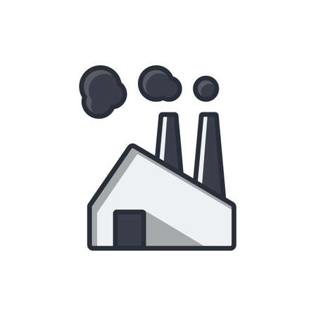 Colored thin icon of factory, business and finance concept vector illustration.のイラスト素材