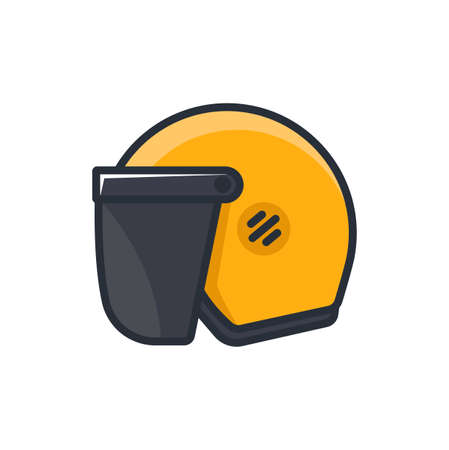 Colored thin icon of helmet, safety concept vector illustration.のイラスト素材