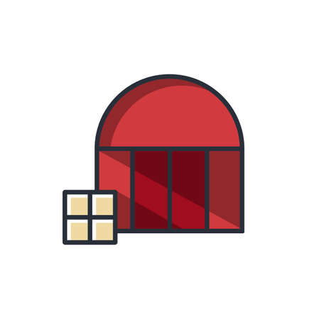 Colored thin icon of warehouse, business and finance concept vector illustration.のイラスト素材