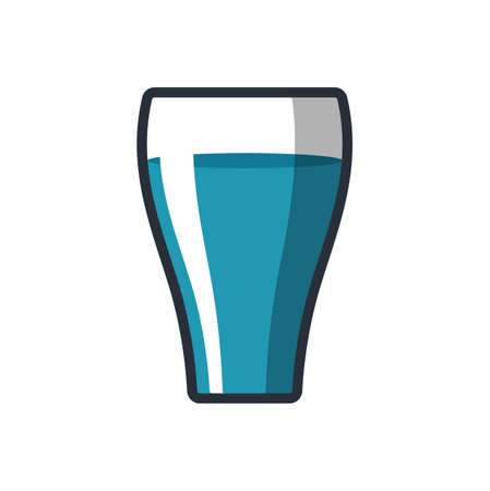Colored thin icon of water glass, drinking concept vector illustration.のイラスト素材