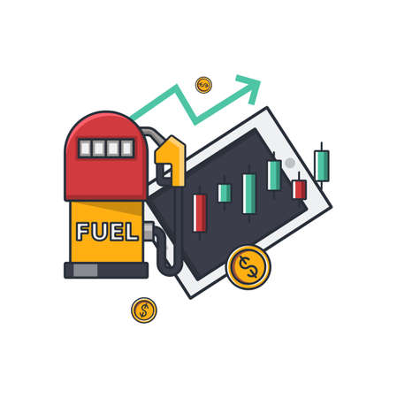 Collection colored thin icon of energy trading market ,gas station , business concept vector illustration.のイラスト素材