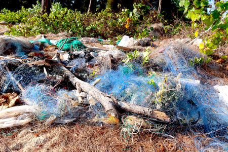 The beach have a garbage and effluents concept of environmental protection.の写真素材