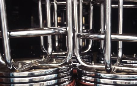 Reflective Metal Bar Stoolsの写真素材