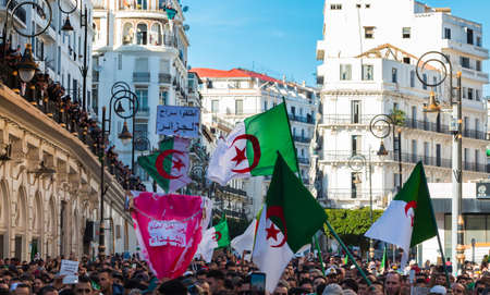 Algeria, Algiers: Algerians maintain pressure of protests, against the current government, and against corruptions in The countryのeditorial素材