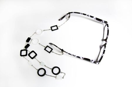 White and black eyewear reader and holder for near activitiesの写真素材