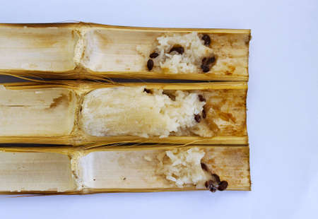 Glutinous rice roasted in bamboo jointsの写真素材