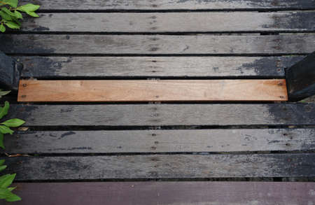 Wooden plank of a boardwalkの写真素材