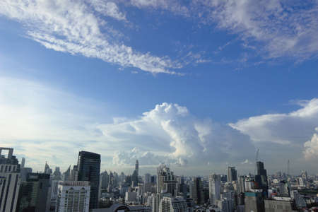 Bangkok, Thailand-30 October, 2018: city escape sky view from MRT Sukumbit, office building, condominiums and hotels in business area around sukhumvit road, in afternoonのeditorial素材