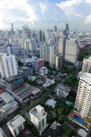 Bangkok, Thailand-30 October, 2018: city escape sky view from MRT Sukumbit, office building, condominiums and hotels in business area around sukhumvit road, in afternoonのeditorial素材