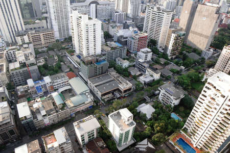 Bangkok, Thailand-30 October, 2018: city escape sky view from MRT Sukumbit, office building, condominiums and hotels in business area around sukhumvit road, in afternoonのeditorial素材