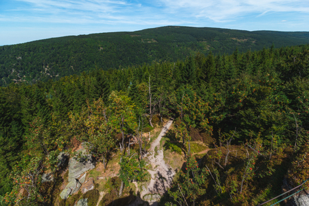 Rock formations in Jizera Mountains, Czech Republicの写真素材