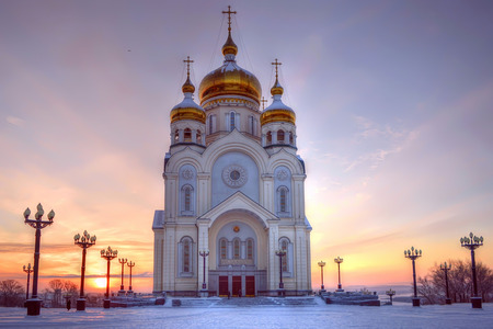 The Transfiguration Cathedral. Khabarovsk, Russiaの写真素材
