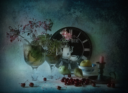 Still life with Clockの写真素材