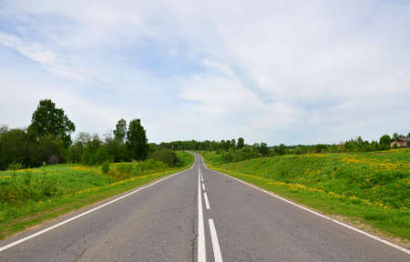 The road goes downhill の写真素材