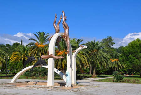 Sculpture "pearl divers". Pitsunda, Abkhaziaのeditorial素材