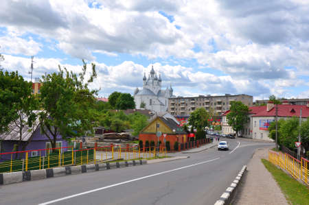 Slonim. Belarus. View from the bridge over the Canal Oginskiのeditorial素材