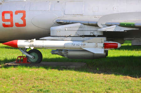Guided missile "air-surface" X-25 block and block NAR B-8 in the Air Force Museum in Monino. Moscow Region, Russiaのeditorial素材
