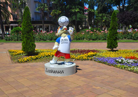 SOCHI, RUSSIA - JUNE 5, 2017: Zabivaka is the mascot of the World Cup 2018 in the center of Sochiのeditorial素材