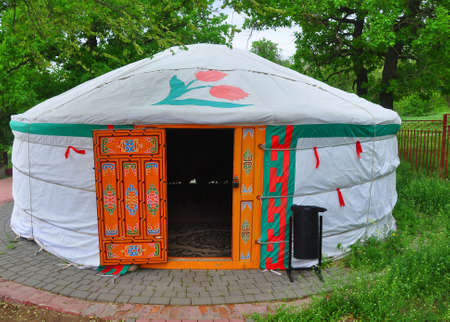This is a reconstruction of a yurt - the traditional dwelling of the Kalmyks. There is a museum inside the yurtのeditorial素材