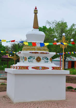 ELISTA, RUSSIA - MAY 9, 2018: Stupa of Green Tara in ethnohoton Bumbin Ornのeditorial素材