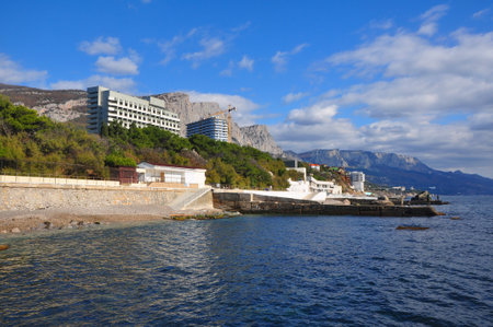 FOROS, RUSSIA - OCTOBER 25, 2021: Construction of the second building of the Foros sanatoriumのeditorial素材
