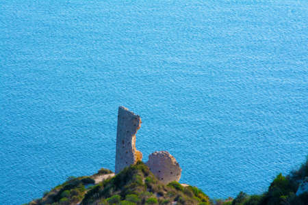 Gulf of Cagliari, saddle of the devil, spanish tower, treking of the saddle of the devil in cagliariの写真素材