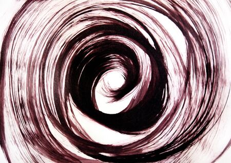 the spiral movement of the vibrating line from the center to the edges and vice versa, the depth of awareness, meditation, profit,の写真素材