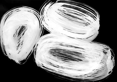 In an abstract style, three oval spot objects are depicted to create the image of a bee or a frightened face. For meditation, energy, benefit and relaxation.の写真素材